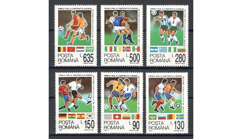 ROMANIA 1994 - TURNEUL FINAL AL C.M. DE FOTBAL SUA 1994 - SERIE DE 6 TIMBRE - NESTAMPILATA - MNH / sport229